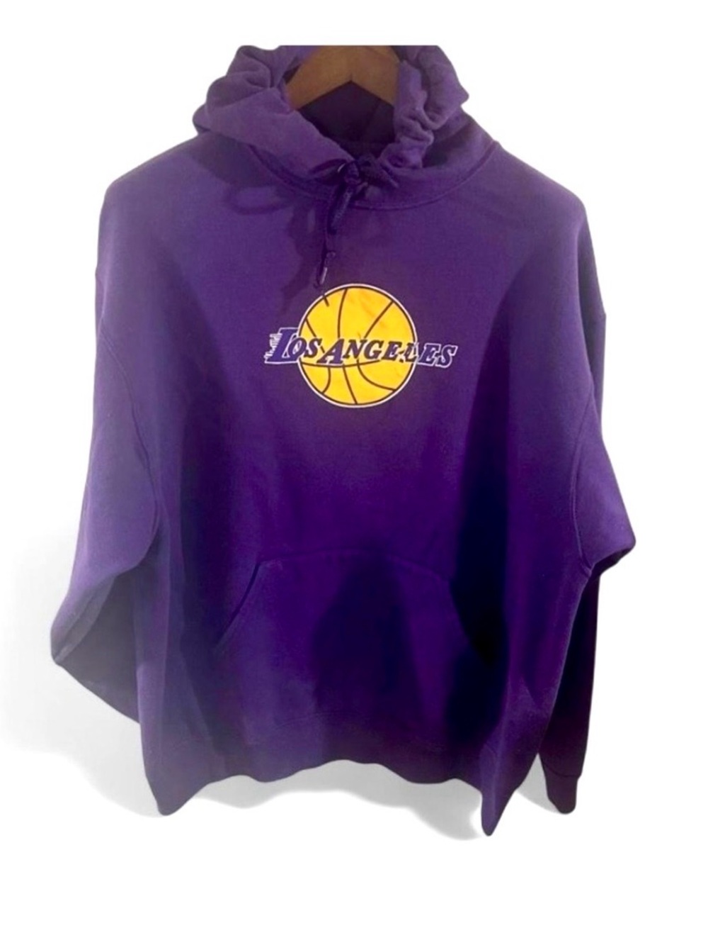 VTG Retro NBA Los Angeles Lakers Purple Graphic Hoodie Sweatshirt Size XL - Picture 2 of 6